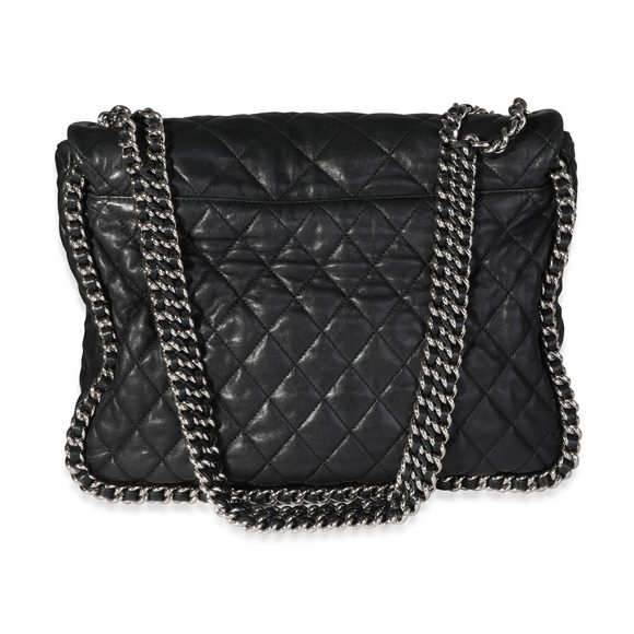 Chanel Black Quilted Lambskin Chain Around Maxi Flap Bag - Picture 3 of 8